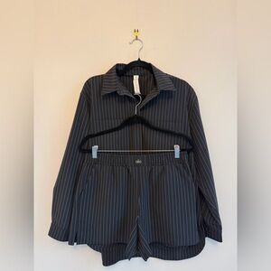Alo Striped Shirt and Shorts Set